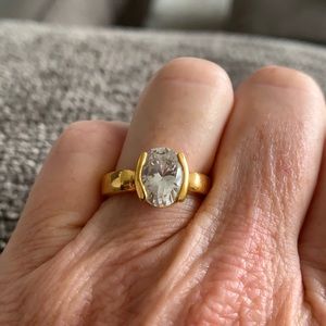 Costume diamond ring set in gold plated silver